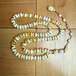 White Pressed Amber Style Misbaha Tasbih | 50.6g | 10×12mm Islamic Prayer Beads - Picture 1 of 3