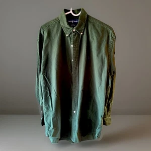 Ralph Lauren Polo Jeans Co Camisa Verde Para Hombre Mediana 100% Algodón Con Botones L/S - Imagen 1 de 2