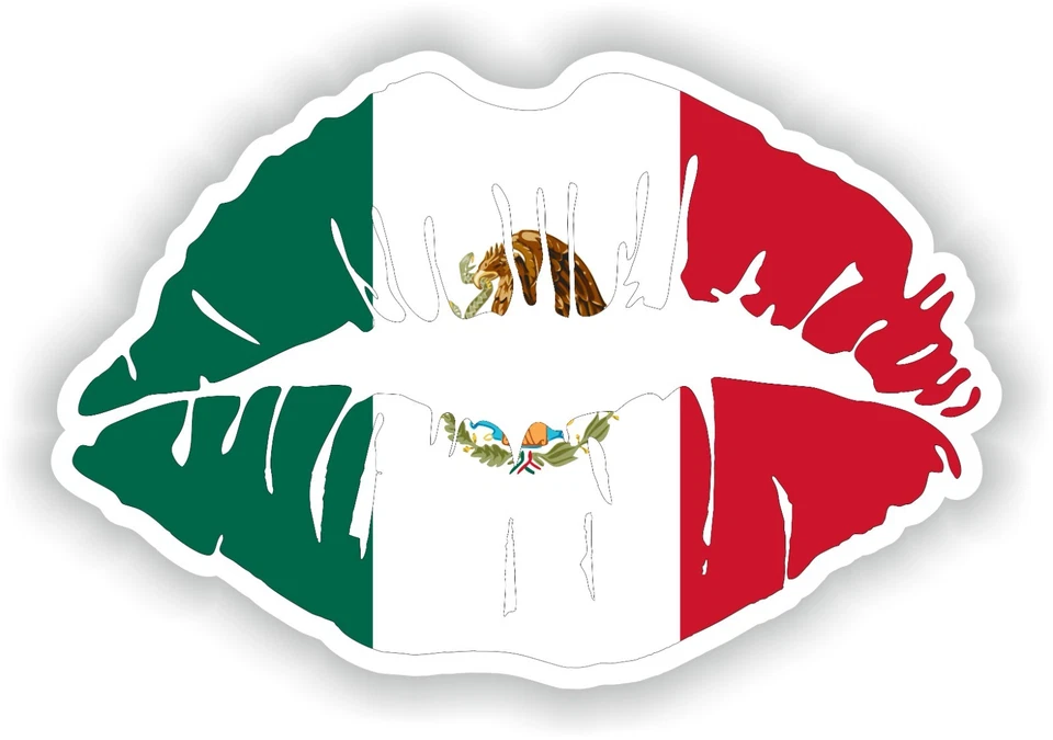 Mexico Lips Flag Sticker / Vinyl Waterproof Decals Graphics - Image 1 of 1