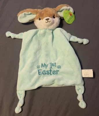 Happy Go FLUFFY My 1st 复活节兔子 Lovey 安全毯 摇铃 毛绒 — 第 1/4 张图片