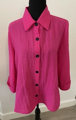 Túnica Moonlight By Y & S Fashions rosa/fucsia arrugada botones negros talla L** Foto 1 de 4