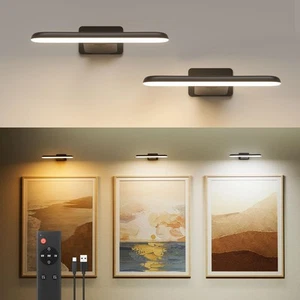 2 Pack Picture Lights for Wall,Battery Operated Wall Sconce Rechargeable,LED ... - Picture 1 of 8