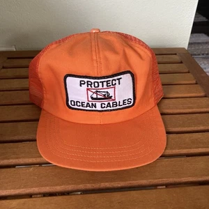 Vintage Mesh Trucker Snapback Hat 80s 90s Patch Ocean nature drilling USA - Picture 1 of 4