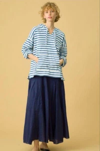 CP Shades Ron Harman Lily Linen Skirt Navy Elastic Waist - Picture 1 of 9