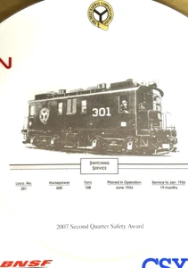 NOS VTG 2007 Railroad Safety Award 2nd QUARTER BNSF CSX NS Belt UP Railway Plate - Bild 1 von 4
