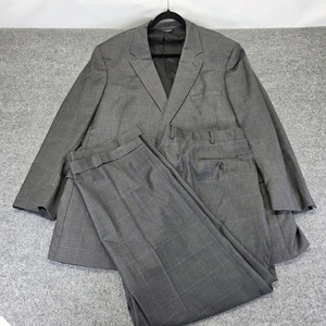 EUC Jos. A. Bank Signature Gray Blue Plaid 100% Wool 2 Pc Suit Men's SZ 52 LNG - Picture 1 of 11