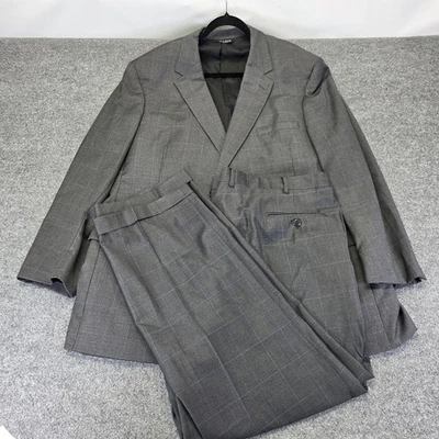 Usado en excelente estado Jos. A. Traje Bank Signature gris azul a cuadros 100 % lana 2 piezas para hombre talla 52 largo Foto 1 de 4