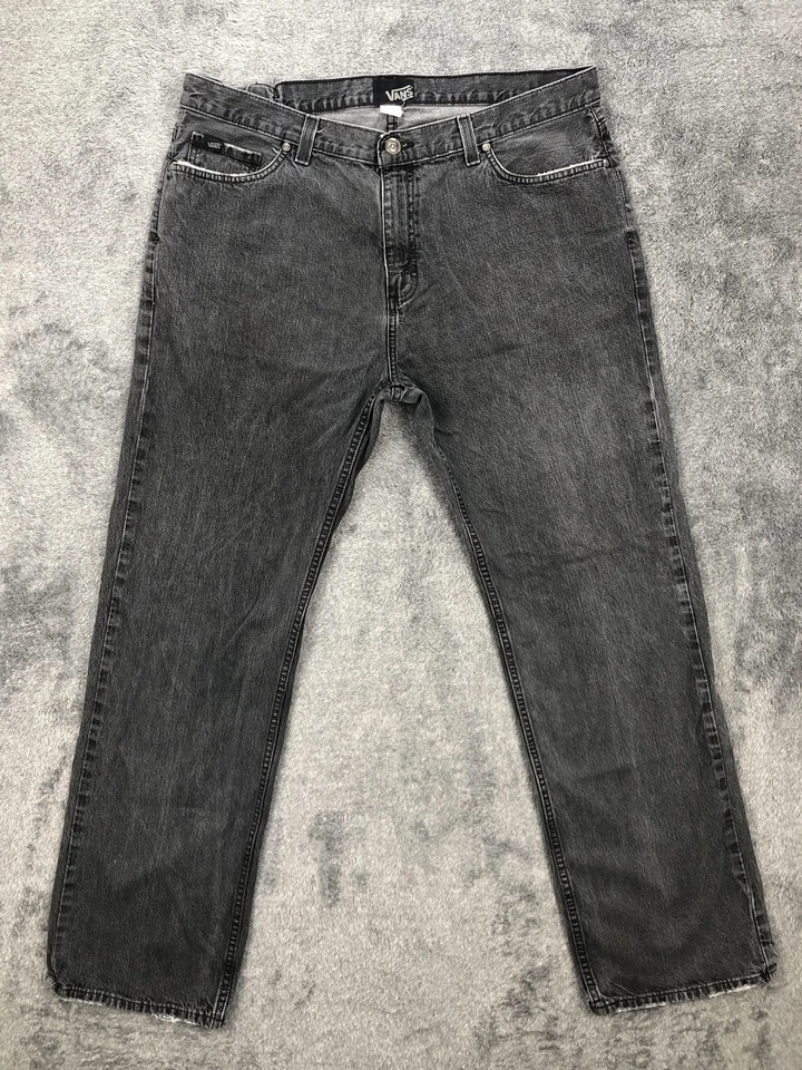 Pantalones de mezclilla Vans para hombre 38x32 negros grises pierna recta 100 % algodón casual skate Foto 1 de 4