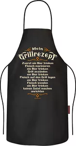 witzige Grillschürze Mein Grillrezept mit Bier Sprüche-Schürzen Männer-Geschenke - Bild 1 von 2