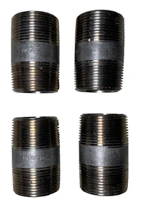 (Qty 4) 1-1/4 in X 2-1/2 in Pipe Nipple 304 Stainless Steel SS Sch 40 Seamless - Picture 1 of 5
