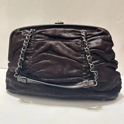 Authentic Chanel Sharpei Frame Handbag Brown Ponyhair Leather Largerfeld Y2K - Image 1 of 4