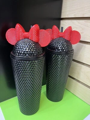 PAR NUEVO Vaso Tachonado Disney Minnie Mouse 20oz con Orejas y Lazo - Día de San Valentín Foto 1 de 4