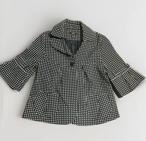 Luii Women’s Jacket Size S Black & White Polka Dot Bell Sleeve Button Front - Picture 1 of 14