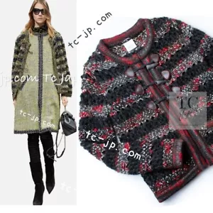 CHANEL 11A Charcoal Red Wool Cashmere Alpaca Knit Cardigan by Karl 36 38 US4 6 - Picture 1 of 15