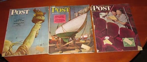 Vintage Saturday Evening Post 1946 Norman Rockwell Covers Lot OF 3, VG,MAY JULY - Picture 1 of 3