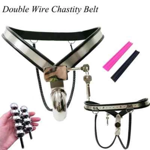 Stainless Steel Male Chastity Belt Y Type Adjustable Waist Lockable Pants Device - Picture 1 of 17