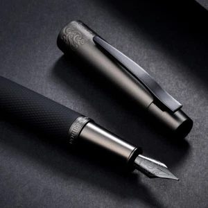 Pluma estilográfica negra mate Hongdian 6013 negra titanio negra EF/F/Punta doblada - Imagen 1 de 8
