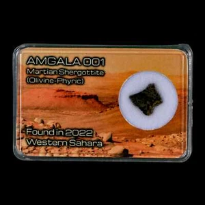 Mars Rock Martian Meteorite Amgala 001 Shergottite Olivine-Phyric Display - Picture 1 of 5