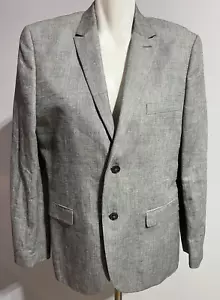Blazer H&M Para Hombre Gris 42 R Calce Ajustado Mezcla de Lino Nuevo Gamuza Coderas Parches Nuevo - Imagen 1 de 8