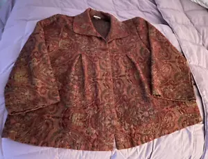 Habitat Ladies Swing Jacket Tapestry Size XL Hidden Buttons - Picture 1 of 3
