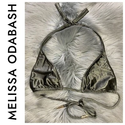 Top de Bikini Melissa Odabash Triángulo Verde Oliva Corbata Talla US 6 Hecho en Italia Foto 1 de 4