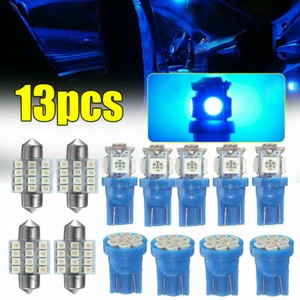 13X Blue LED Car Interior Inside Light Dome Trunk Map License Plate Lamp Bulb - Foto 1 di 12