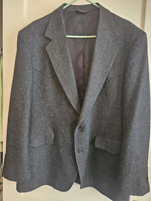 Abrigo deportivo chaqueta de tweed occidental negra Warren Sewell de colección para hombre EE. UU. Foto 1 de 4