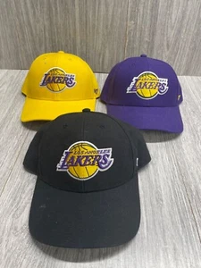 Los Angeles Lakers  '47 Brand Ball Caps Hats OSFM Adjustable Yellow Purple Black - Picture 1 of 21