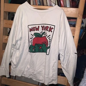 Felpa bianca Uniqlo Keith Haring girocollo taglia XL grafica New York anni 80 retrò - Foto 1 di 7
