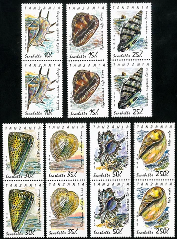 Tanzania Stamps # 940-6 MNH XF Lot of 9 Sets shells Cover