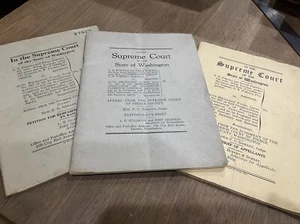 1930’s Washington State Supreme Court Documents Vintage Lot Of 3 Acceptable Cond - Bild 1 von 13
