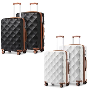 2PCS Hard Shell ABS 4 Wheels Suitcase Set Hand Luggage Check In Travel Case - Picture 1 of 25