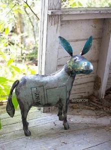 Recycled Metal Donkey Statue Yard Art Farm Animal Mule Horse Barn Reclaimed - Picture 1 of 5