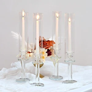Showgeous 4 Pcs Hurricane Candle Holder,18 inch Tall Hurricane Glass Candle H... - Picture 1 of 8