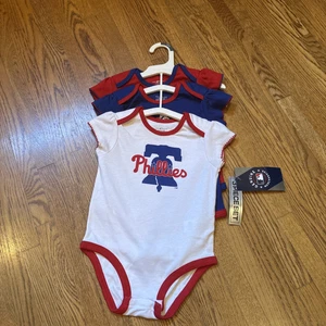 MLB Philadelphia Phillies Infant Girls (18M) 1-Piece 3Pk Bodysuites Official NWT - Picture 1 of 8