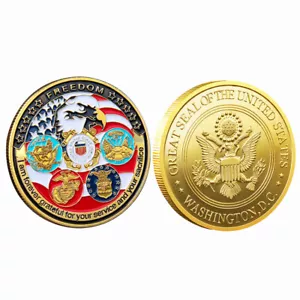 Collection Challenge Coin USA Freedom Eagle Navy USAF USMC Gift Collectible Army - Picture 1 of 10