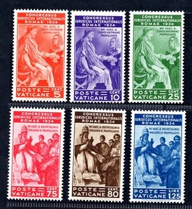VATICAN 1935 CONGRESS OF ROME SCOTT #41-46 MINT LIGHT HINGE - Picture 1 of 2
