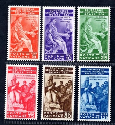 VATICAN 1935 CONGRESS OF ROME SCOTT #41-46 MINT LIGHT HINGE - Image 1 of 2