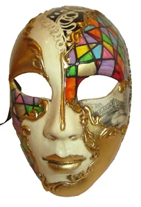 MAR 4 (2) A QUALITY ITALIAN HANDPAINTED FULL FACE MASK, MOSAIC DESIGN. - Picture 1 of 2