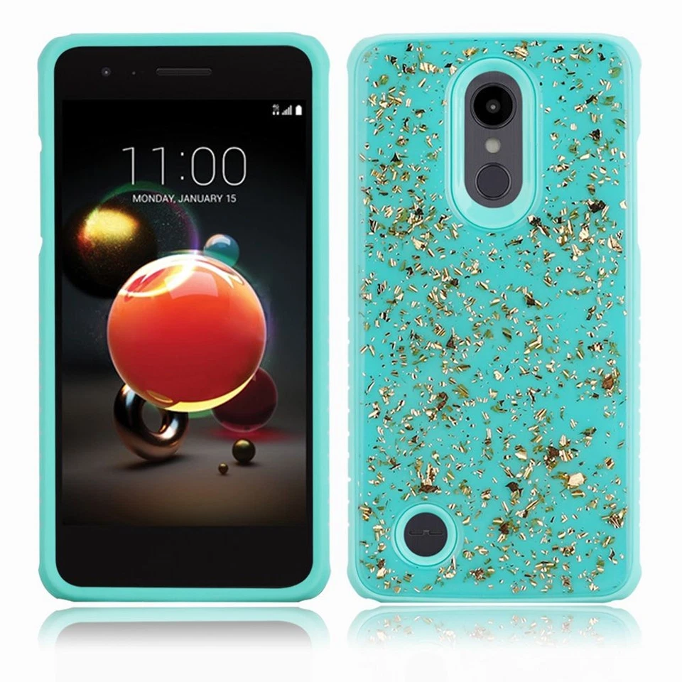"GSA Slim Hybrid Gold Glitter Case for LG Tribute Dynasty Teal" - Image 1 of 1