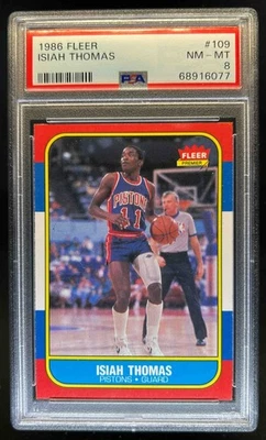 Fleer Isiah Thomas Rookie RC #109 1986-87 Pistons PSA 8 Foto 1 de 2
