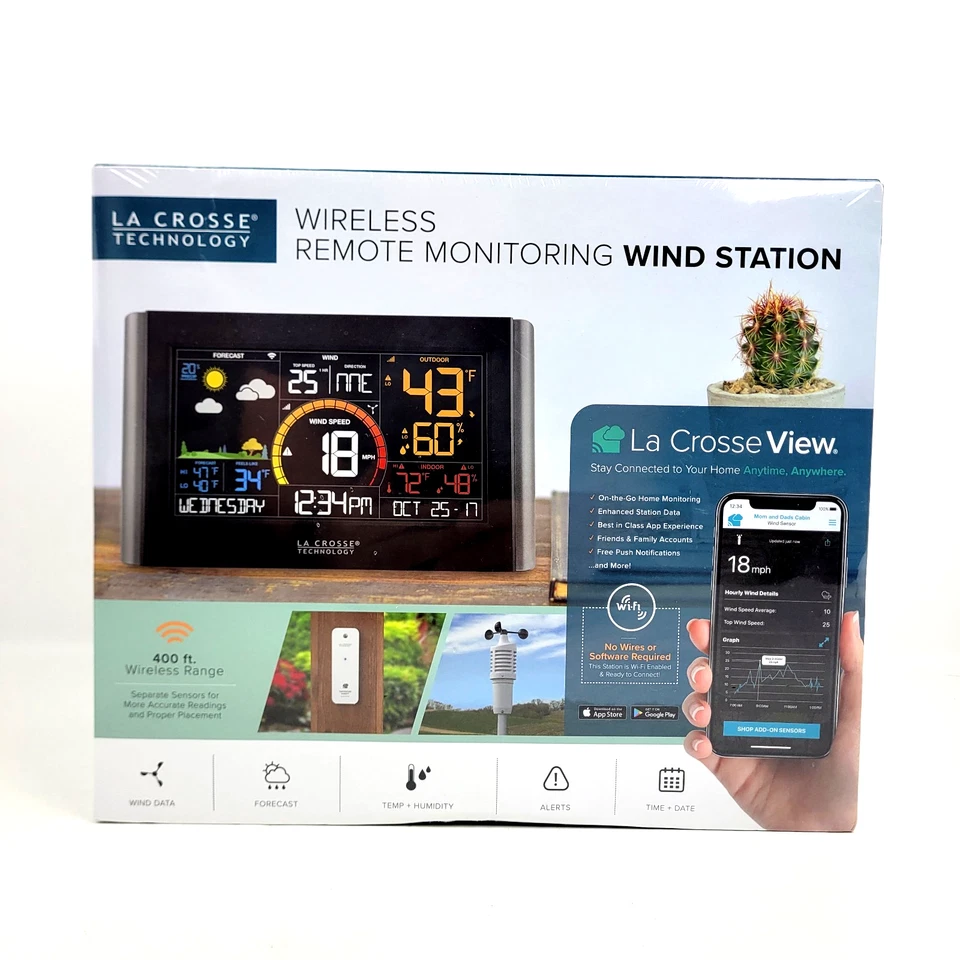 NEW La Crosse Technology Wireless Remote Monitoring Wind Weather Station V21-WTH - Image 1 of 4