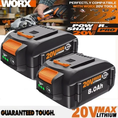 Литиевый аккумулятор WORX 20 В MAX Extend 8,0 Ач 20 В WA3520 WA3525 WG155 - Изображение 1 из 4