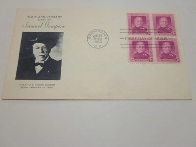 US COVER 1950 SAMUEL GOMPERS FDC #988 GRIMSLAND CACHETS UNADDRESSED - Image 1 of 3