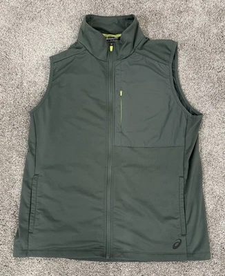 ASICS Men's Full-Zip Up Vest Running Sports Large Fleece Lining Sage Green - Image 1 of 4