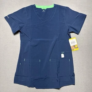Carhartt Force Cross Flex Fast Dry Womens 4 way Stretch Scrub Top Sz Small Navy - Picture 1 of 10