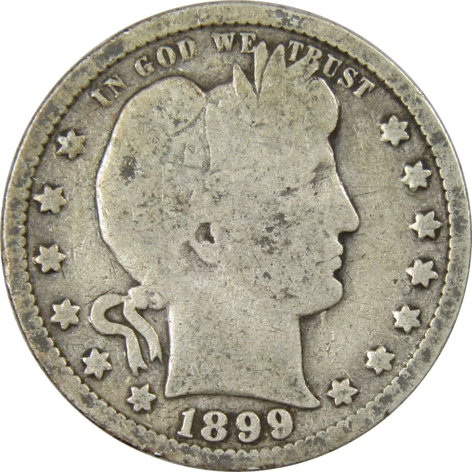 1899 Barber Quarter Circulated Silver 25c Coin Collectible - Image 1 of 4