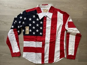 Scully American Flag Button Up Shirt USA Youth Size Large NWT B5 - Picture 1 of 13