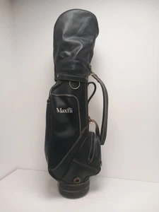Vintage Leather Maxfli Golf Bag Inc Dividers & Rain Cover Ideal Carry Beginner - Picture 1 of 24