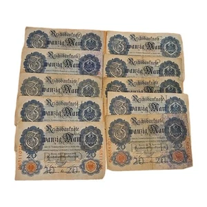 1 x 1914 German 20 marks Reichs banknote 7 digit P# 466 Circulated  See Pics  - Picture 1 of 3